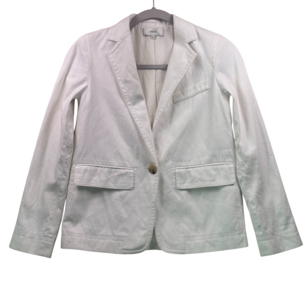 Vince White Cotton Linen Blend Blazer Jacket Size 00